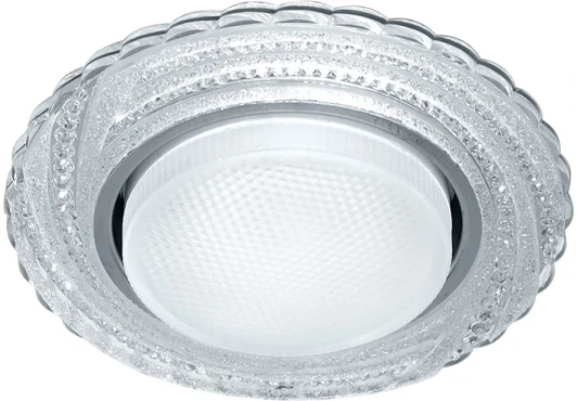 41905 Светильник встраиваемый с белой LED подсветкой Feron CD4037 41905 RGB GX53 без лампы, прозрачный, хром (220V, круглые)