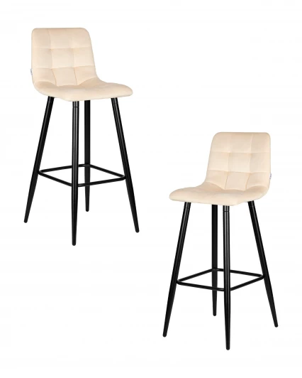 LML-8078-N_B-M_V-V108-113 Набор 2 шт стул барный DOBRIN NICOLE (черные матовые ножки, кремовый велюр (108-113))