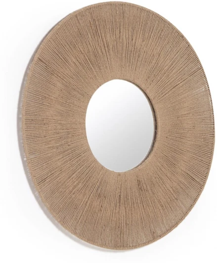 116832 Круглое зеркало Damira из джута с натуральной отделкой Ø 60 см La Forma (ex Julia Grup) арт.116832