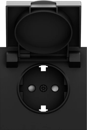 DS45457 Накладка для розетки Schuko с заземлением, с крышкой, 16A 250 В~, черный графит IP44 Donel S08 DS45457