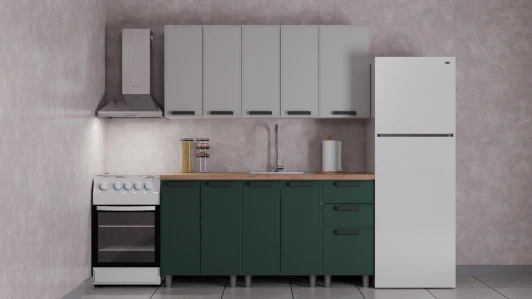 00-00240868 ГК Аленушка 1,6м Магнолия Керамика/Изумруд, черный (без столешницы)