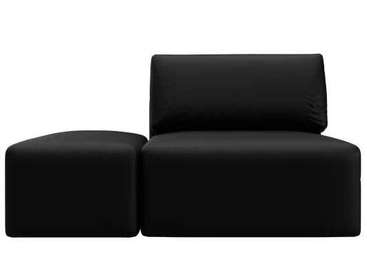 130086 Модули диван и пуф Лига-060 НПБ (ЛДСП,Брус,Фанера/Пластик/Экокожа/Черный) Лига Диванов 130086