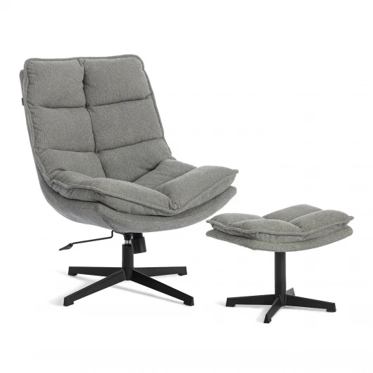 25506 Кресло лаунж Reflex/Рефлекс с пуфом велюр/букле (HYP), светло-серый Tetchair 25506