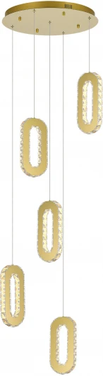 SL6506.203.05 Подвесной светильник каскадный ST Luce Allungo SL6506.203.05 Золотистый/Золотистый, Прозрачный LED 5*9W (220V, на проводе)