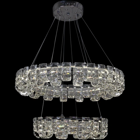 33051-0.4-400+600 CR Подвесная люстра светодиодная с регулировкой цветовой температуры Reluce 33051-0.4-400+600 CR (220V, хрусталь, на тросе)