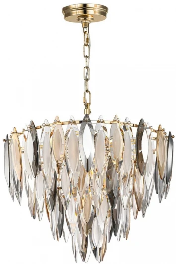 5068/12 Подвесная люстра Odeon Light Vilna 5068/12 золото/дымчат./янтарн./матовый белый/металл/хрусталь E14 12*40W