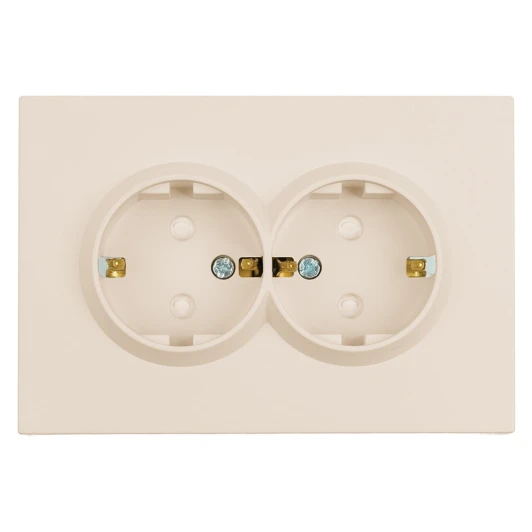 49908 Розетка двойная с заземлением и шторками (кашемир, soft touch) Stekker Эмили 49908