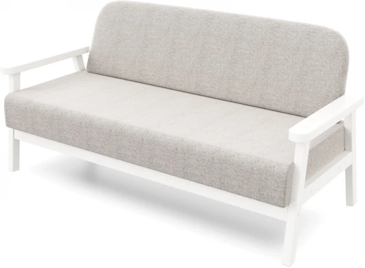 21934 Диван Arsko прямой Флори М белая эмаль рогожка серая