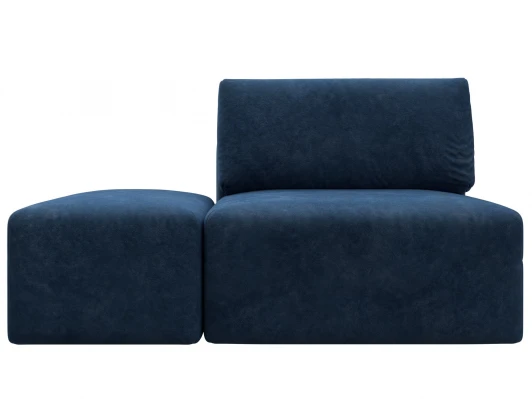129605 Модули диван и пуф Лига-060 НПБ (ЛДСП,Брус,Фанера,Велюр/Синий) Лига Диванов 129605