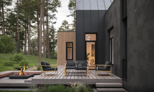 LPELG.010800.S2 Комплект садовой мебели Gardenini Premium Elegante (Алюминий,Тик,Ткань/Темно-серый) арт.LPELG.010800.S2