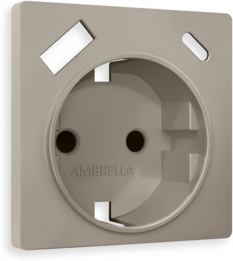 AP3700 Лицевая панель Ambrella Volt ALFA (Серо-бежевый матовый) для электрической розетки с/з со шторками 2USB A+C QUANT AP3700