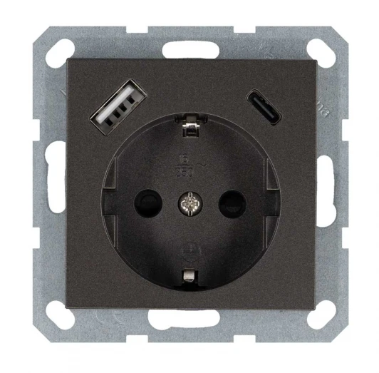 G5501USB-25Z Розетка со шторками с USB Type A+С (мокко) Jasmart G-Classic G5501USB-25Z