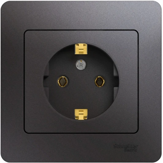 GSL001342 Розетка встраиваемая с заземлением (графит) Systeme Electric Glossa GSL001342