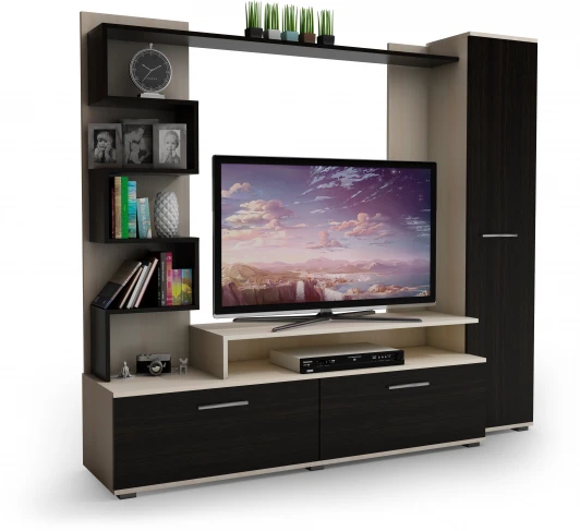 101462 Тумба ТВ-1 млечный/венге, СМ Мебель