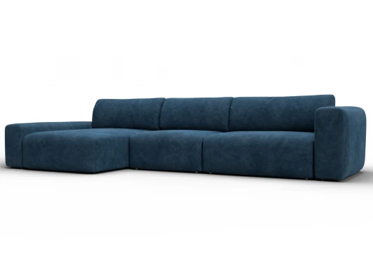 131219L Диван угловой Лига-066 НПБ Лонг угол левый (ЛДСП,Фанера,Брус,Велюр/Синий) Лига Диванов 131219L