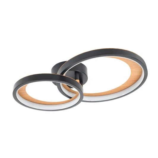 10265/2LED Потолочная люстра светодиодная с пультом (Ночной режим, С таймером) Escada 10265/2LED 48W Black/Wood