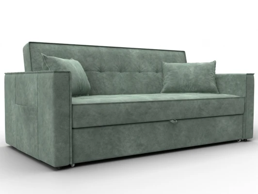 134881 Диван прямой Лига-104 (160) (ЛДСП,Брус,Фанера,Велюр/Зеленый) Лига Диванов 134881