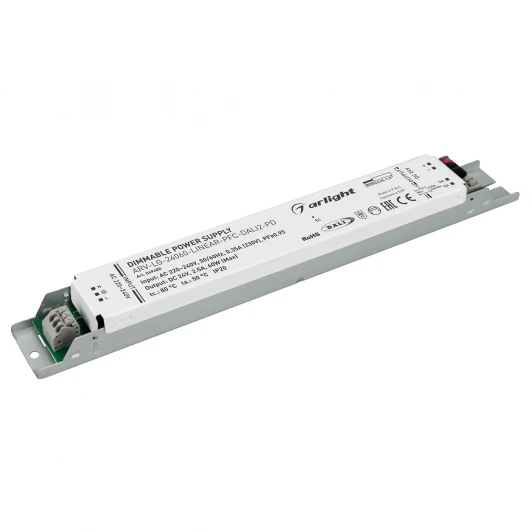 049480 Блок питания ARV-LG-24060-LINEAR-PFC-DALI2-PD (24V, 2.5A, 60W) (Arlight, IP20 Металл, 5 лет) 049480