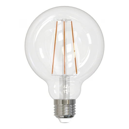 LED-G95-10W/3000K/E27/CL PLS02WH картон Лампочка светодиодная шар прозрачная E27 10W 3000K Uniel LED-G95-10W/3000K/E27/CL PLS02WH