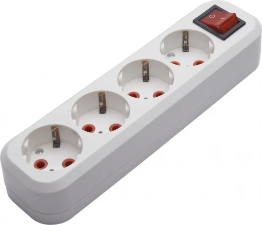 39015 Розеточный блок 4-х местный с заземлением и выключателем Stekker Бруна 39015