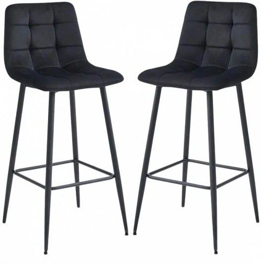 HSBI_BC101_black_2 Набор из 2 стульев барных Balance Fusion Hesby (Металл/Велюр, Черный) арт.HSBI_BC101_black_2