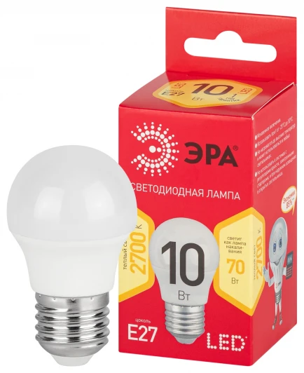 LED P45-10W-827-E27 R Лампочка светодиодная E27 10W ЭРА LED P45-10W-827-E27 R