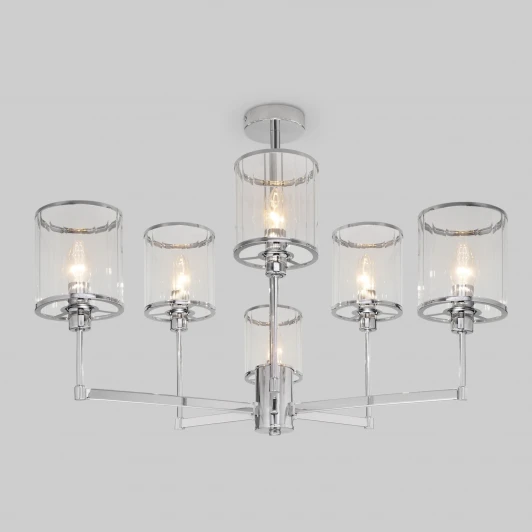 60144/6 хром Потолочная люстра Wi-Fi на штанге Eurosvet Inari 60144/6 хром (220V, управление смартфоном, голосовое управление, умный дом - Minimir Home, Алиса, Маруся, Салют)