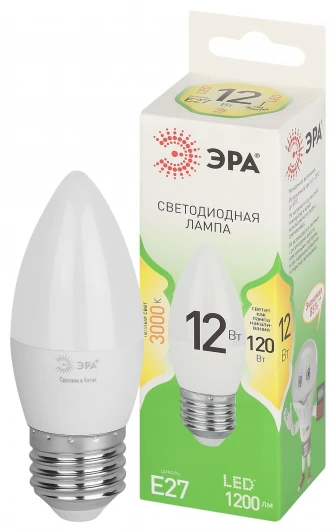 LED B35-12W-830-E27 GL Лампочка светодиодная E27 12W ЭРА LED B35-12W-830-E27 GL