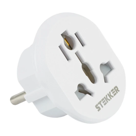 50412 Адаптер-переходник для евровилки с заземлением (белый) Stekker 50412