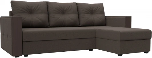 125971 Диван угловой Валенсия Лайт правый угол (Коричневый/Рогожка) Лига Диванов арт.125971