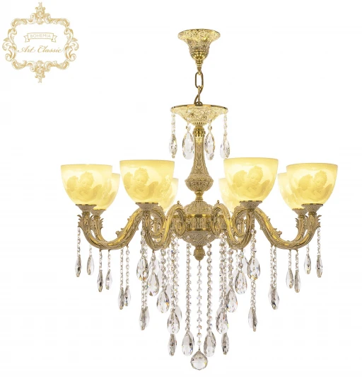 31.1101.8.250.B.GW.P1.U.Angel Подвесная люстра с хрустальными подвесками Art Classic 31.11 31.1101.8.250.B.GW.P1.U.Angel (220V, на цепи, ангелы)