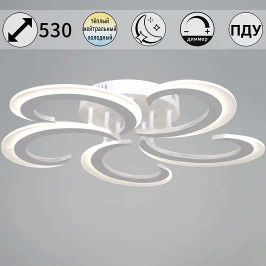 05090-0.3-05 WH Потолочная люстра светодиодная на штанге с пультом с регулировкой цветовой температуры, яркости и с ночным режимом Reluce 05090-0.3-05 WH