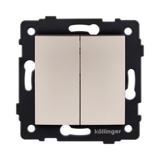 REA-R-011GD Выключатель кнопочный 2-клавишный 10А/250В изогнутый, золотой Kollinger REA-R-011GD для Aspekt, Eleganz, Reflex