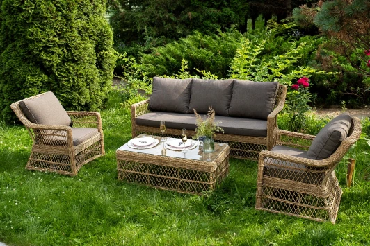 GLS3C2T-4-SET "Гранд Латте" лаунж-зона из искусственного ротанга, цвет соломенный 4SIS арт.УТ-00000564