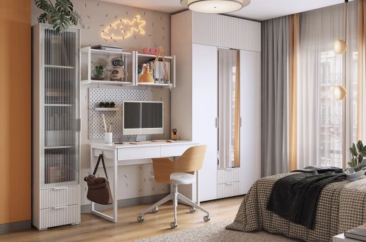 UL.119-M.103.01.3262 Зефир Антресоль трехдверная 119.01 Mebelson (ЛДСП,ПВХ,МДФ/Светлое дерево,Белый) арт.UL.119-M.103.01.3262