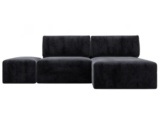 129683 Диван угловой модульный с пуфом Лига-060 НПБ угол универсальный (ЛДСП,Брус,Фанера/Пластик/Велюр/Темно-серый) Лига Диванов 129683