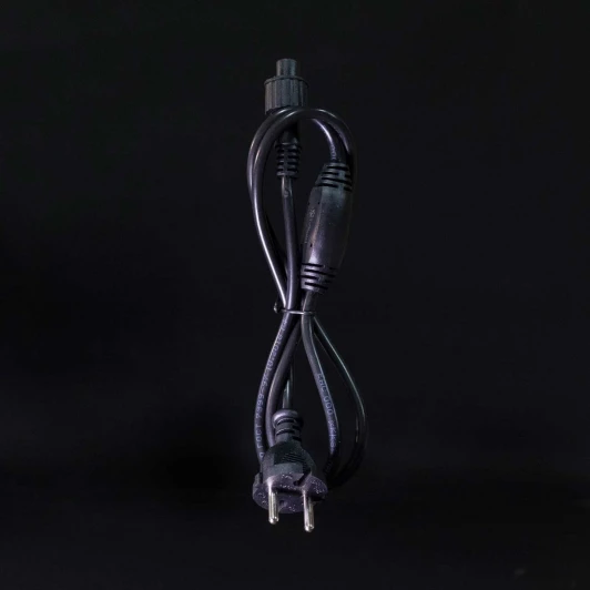 LLC-1-3A Силовой Провод 1,2м с Выпрямителем для Каучуковых и ПВХ Нитей 220В, Провод Черный Каучук, IP65