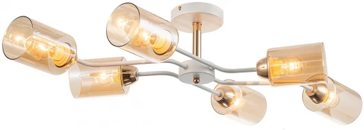 1131/6P White/Gold Потолочная люстра на штанге Escada Vertigo 1131/6P White/Gold 6x60Вт E27, металл/стекло, белый/золото (220V)