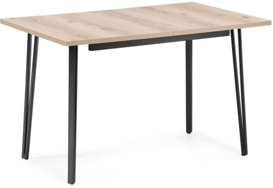 513018 Стол деревянный Денвер Лофт 120 25 мм дуб делано светлый / черный матовый 513018 Woodville
