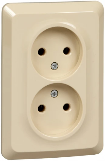 PC16-105K Розетка встраиваемая двойная без заземления (кремовый) Systeme Electric Etude PC16-105K