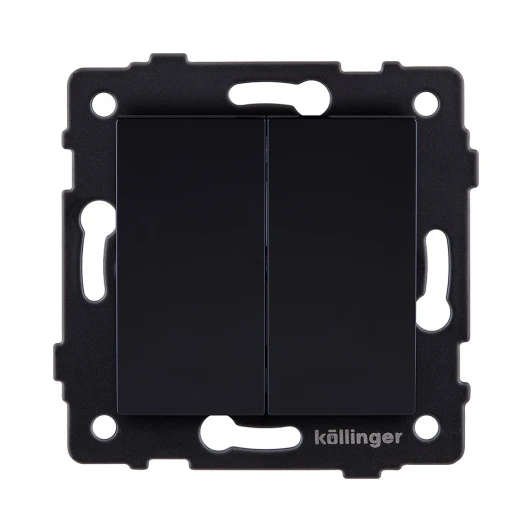 REA-S-011BK Выключатель кнопочный 2-клавишный 10А/250В черный Kollinger REA-S-011BK для Aspekt, Eleganz, Reflex