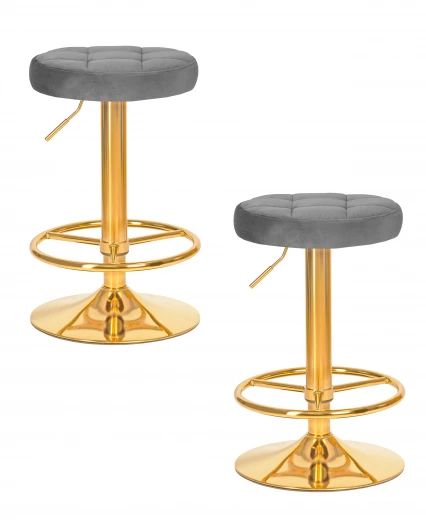 LM-5008-N_G-M_V-MJ9-75 Набор 2 шт табурет барный DOBRIN BRUNO GOLD (серый велюр (MJ9-75))