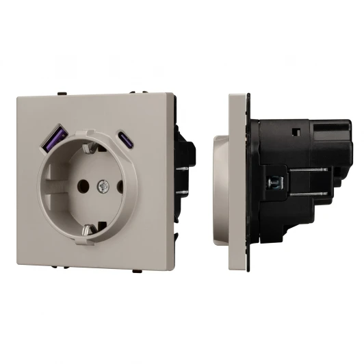 059444 Механизм розетки с USB зарядкой SCT-NOBE-MUAC-SFPL-CA (230V, 16A) (Arlight, Кашемир) 059444