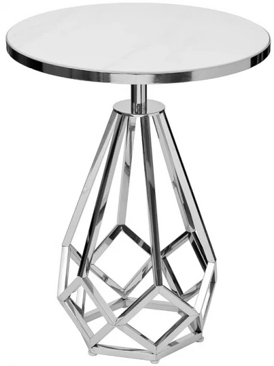 2KF111037-S 2KF111037-S Стол журнальный с мраморной столешницей d50*62см, цвет опоры серебро Garda Decor