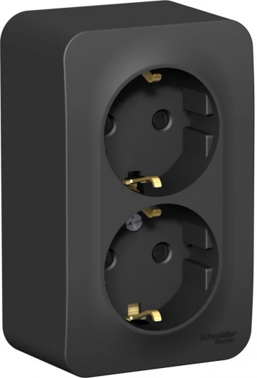 BLNRA011206 Розетка накладная двойная с заземлением и шторками (антрацит) Systeme Electric Blanca BLNRA011206
