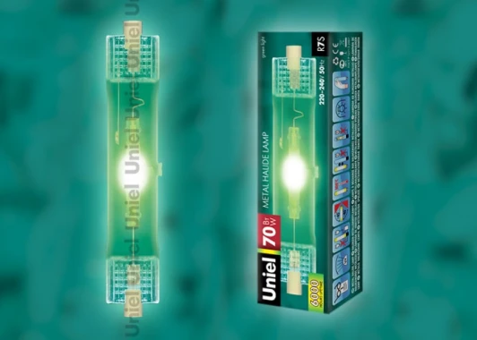MH-DE-70/GREEN/R7s картон Лампочка металлогалогенная R7S 70W Uniel MH-DE-70/GREEN/R7s