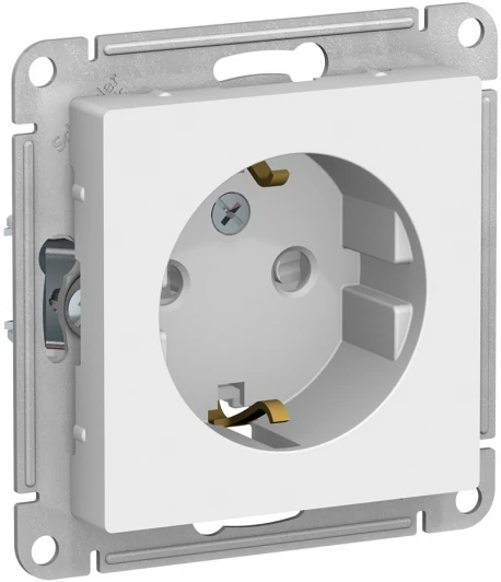ATN000145 Розетка встраиваемая с заземлением и шторками (белый) Systeme Electric AtlasDesign ATN000145