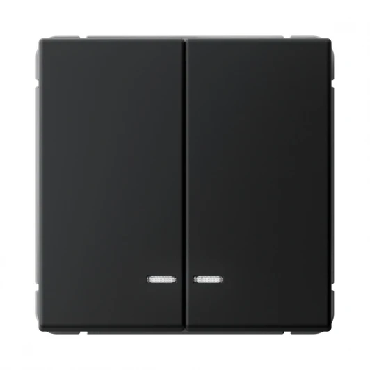 GAL001053 Выключатель двухклавишный с подсветкой (карбон) Systeme Electric GAL001053