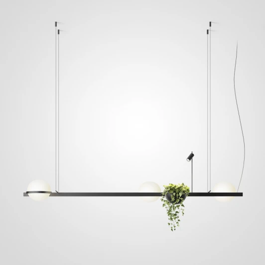 22.93726 Подвесной светильник Palma Wall Lamp 3 Шара + 1 Вазон Горизонтальная Imperiumloft 22,93726 (204173-22) (LED, 220V, на тросе, шарики)