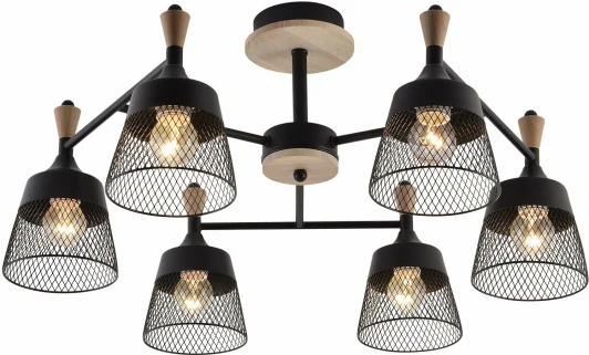 01492-0.3-06 BK+WOOD Потолочная люстра на штанге Reluce 01492-0.3-06 BK+WOOD